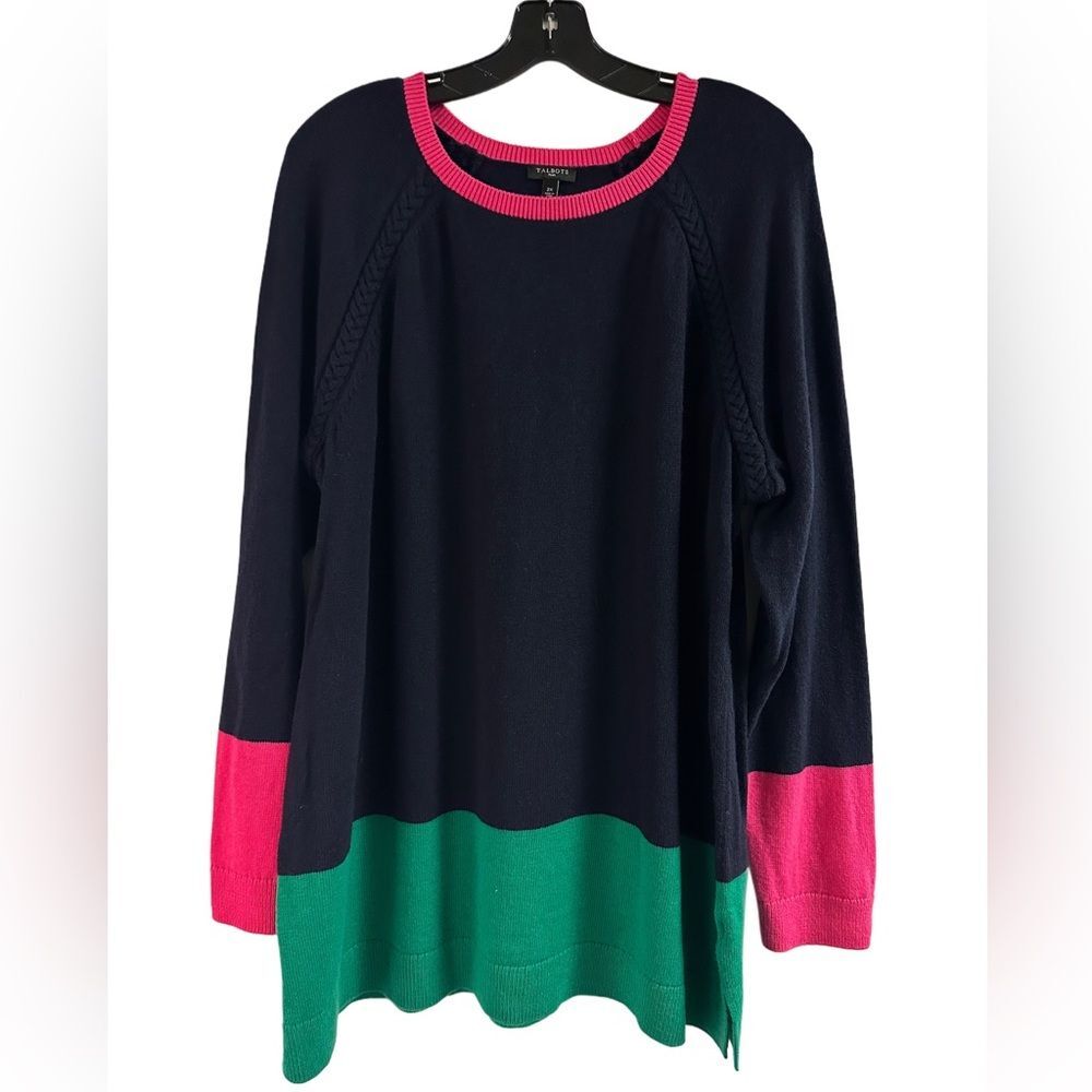 Talbots Colorblock Lamb’s Wool Blend Sweater Plus Size 2X